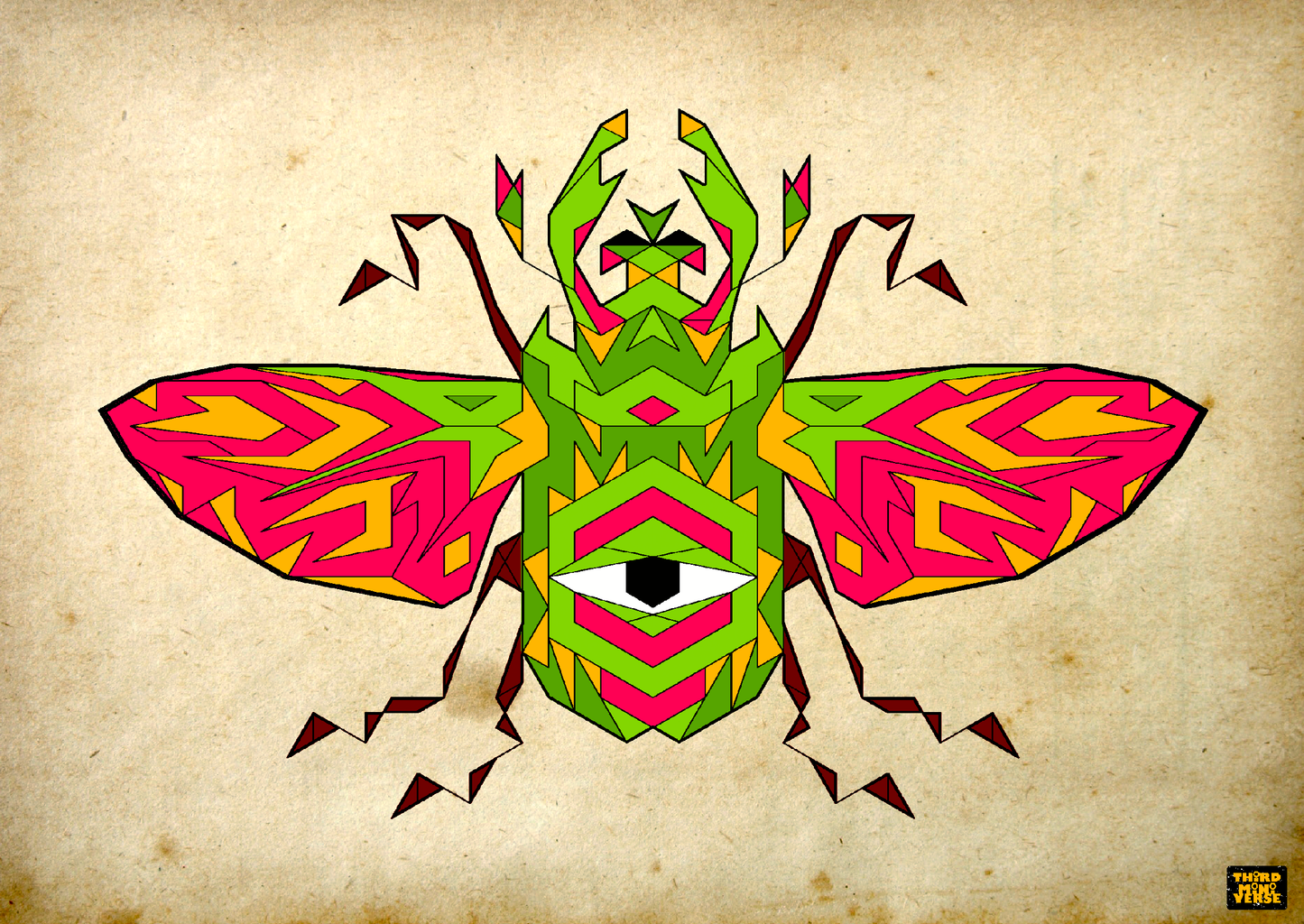 fractal beetle postcard