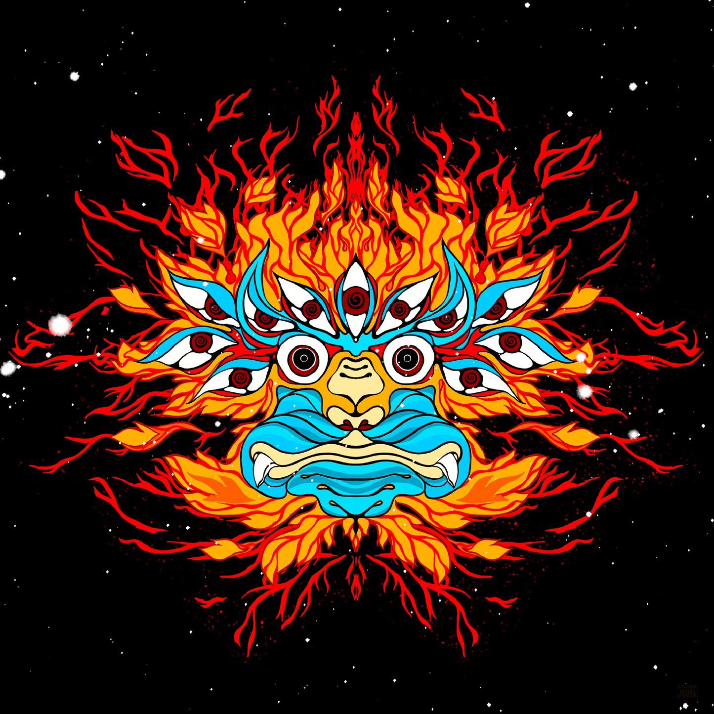 flaming tiger art card