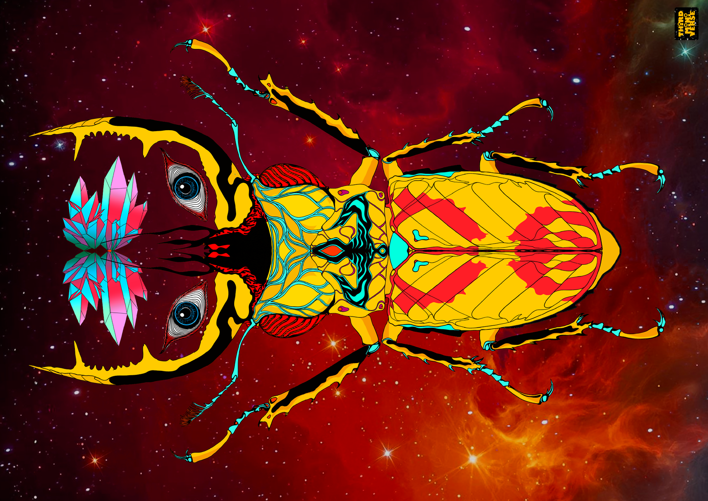 giant horn beetle postcard