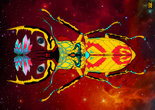 giant horn beetle postcard