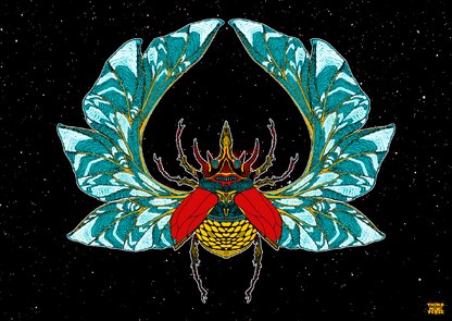 mother beetle postcard